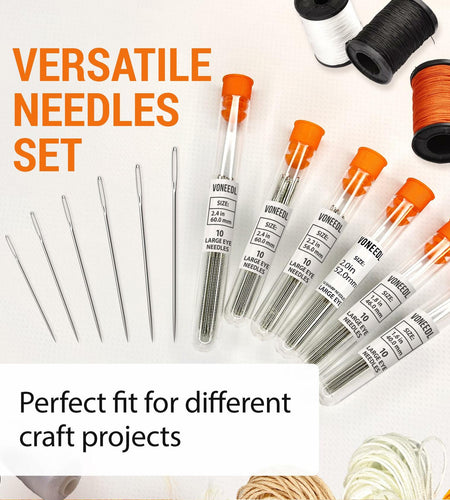 VONEEDL Large Eye Sharp Sewing Needles 6 Sizes 60 PCS Easy Thread