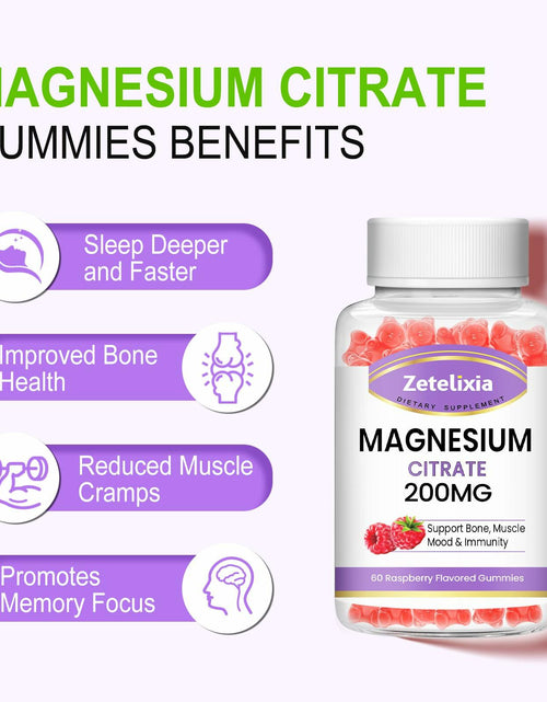Load image into Gallery viewer, BestBy05/26 Zetelixia Magnesium Citrate Gummies 120 Ct Vegan Raspberry 2 Pack
