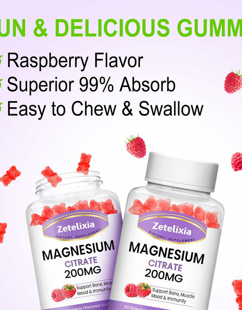 Load image into Gallery viewer, BestBy05/26 Zetelixia Magnesium Citrate Gummies 120 Ct Vegan Raspberry 2 Pack
