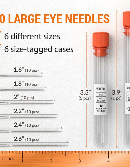 Load image into Gallery viewer, VONEEDL Large Eye Sharp Sewing Needles 6 Sizes 60 PCS Easy Thread
