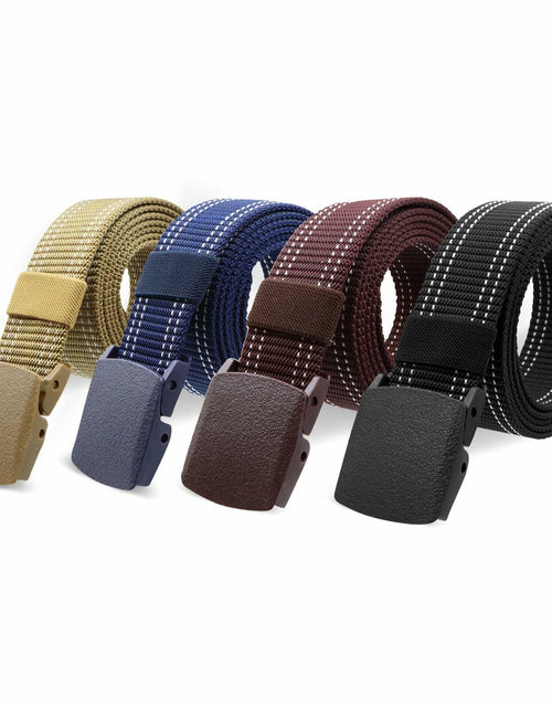 Load image into Gallery viewer, Sworew Men’s Tactical Nylon Belt Adjustable Web Non-Metal Buckle Black 54in
