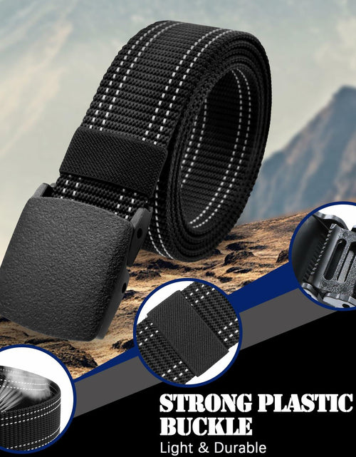 Load image into Gallery viewer, Sworew Men’s Tactical Nylon Belt Adjustable Web Non-Metal Buckle Black 54in
