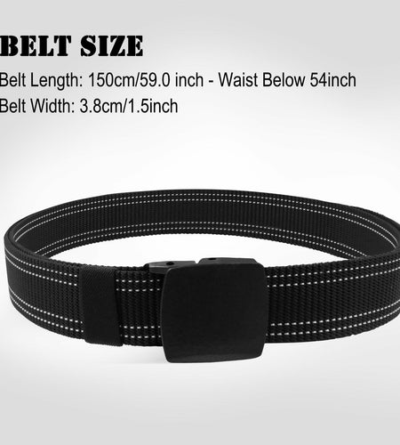 Sworew Men’s Tactical Nylon Belt Adjustable Web Non-Metal Buckle Black 54in