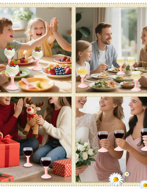 Load image into Gallery viewer, LEYIQU 12Pack 7oz Pink Plastic Wine Glasses Unbreakable Reusable Party
