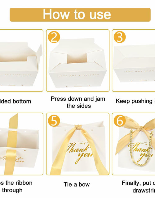 Load image into Gallery viewer, Xylitic Thank You Gift Bags White Gold Ribbon Small 5.5x2.4x4.7 Inch 24 Pack
