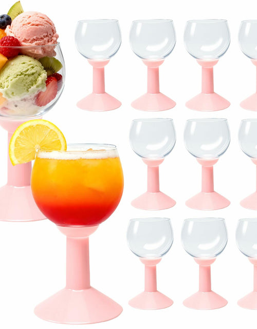 Load image into Gallery viewer, LEYIQU 12Pack 7oz Pink Plastic Wine Glasses Unbreakable Reusable Party
