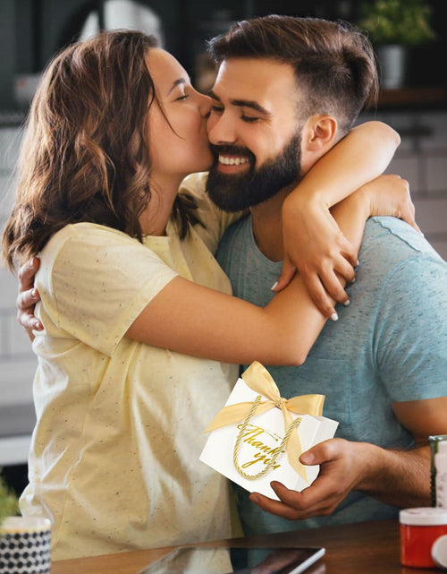 Load image into Gallery viewer, Xylitic Thank You Gift Bags White Gold Ribbon Small 5.5x2.4x4.7 Inch 24 Pack
