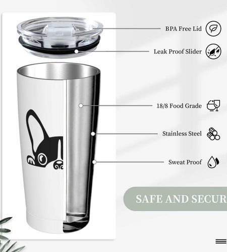 Fenmshairy Boston Terrier Stainless Steel Tumbler 20oz Travel Mug Lid