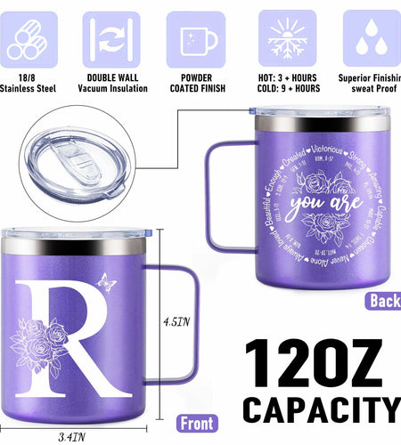Culaiwan Christian Gifts Women 12oz 'You Are' Tumbler Mug Purple-R