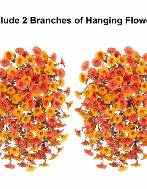 Load image into Gallery viewer, Ivydale 2 PCS Artificial Fall Hanging Flowers Silk Faux Petunias Orange+Yellow
