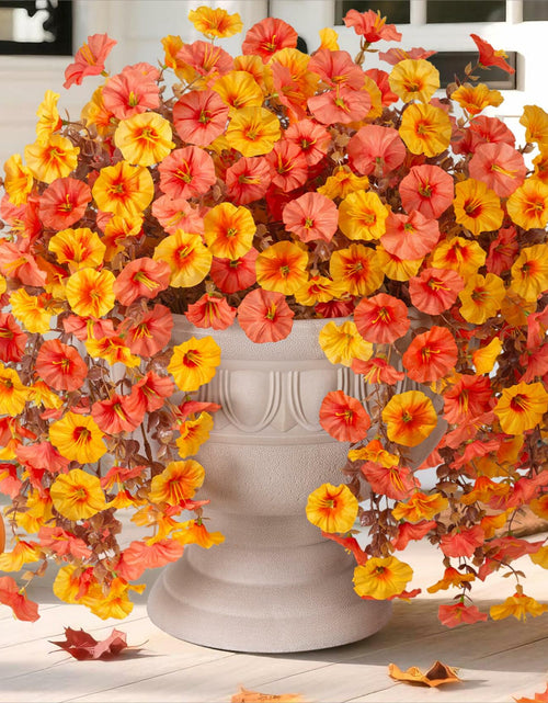 Load image into Gallery viewer, Ivydale 2 PCS Artificial Fall Hanging Flowers Silk Faux Petunias Orange+Yellow
