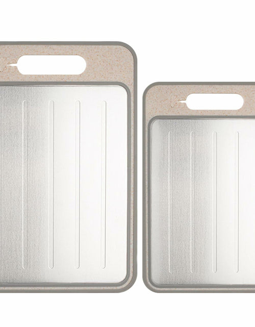 Load image into Gallery viewer, AOWBCGD Cutting Board Double Sided 2 Pcs Large+Small Khaki Stainless Steel
