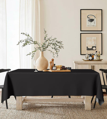 Horaldaily Black 60x120in Rectangular Polyester Tablecloth Stain Resistant