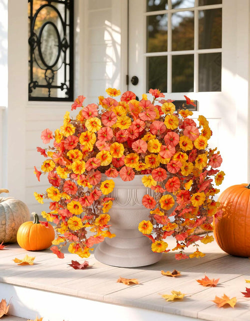 Load image into Gallery viewer, Ivydale 2 PCS Artificial Fall Hanging Flowers Silk Faux Petunias Orange+Yellow
