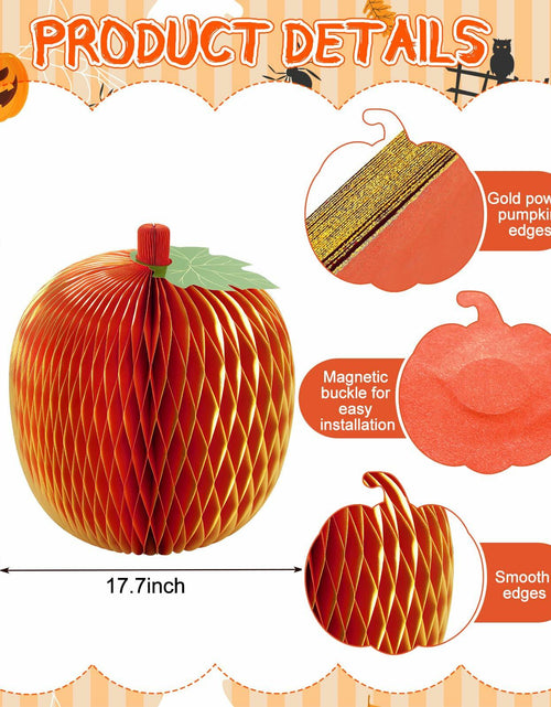 Load image into Gallery viewer, Weekgrat 20'' Giant Honeycomb Pumpkin Decoration Orange Reusable Fall Decor

