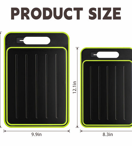 AOWBCGD Cutting Board Double Sided 2 Pcs Large+Small Khaki Stainless Steel