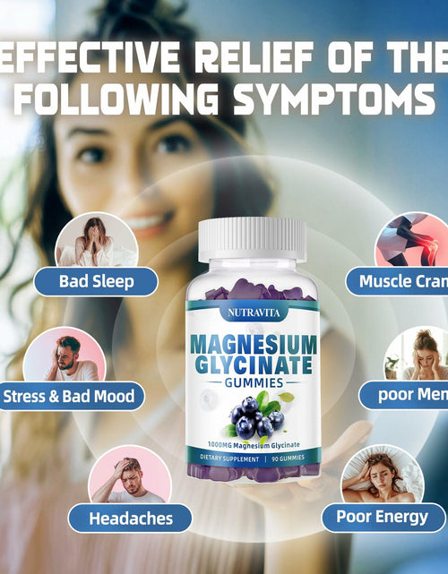 Load image into Gallery viewer, Nutravita Magnesium Glycinate Gummies 1000mg L-Threonate VitD B6 CoQ10 180ct
