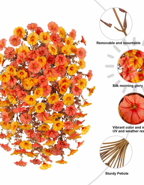 Load image into Gallery viewer, Ivydale 2 PCS Artificial Fall Hanging Flowers Silk Faux Petunias Orange+Yellow
