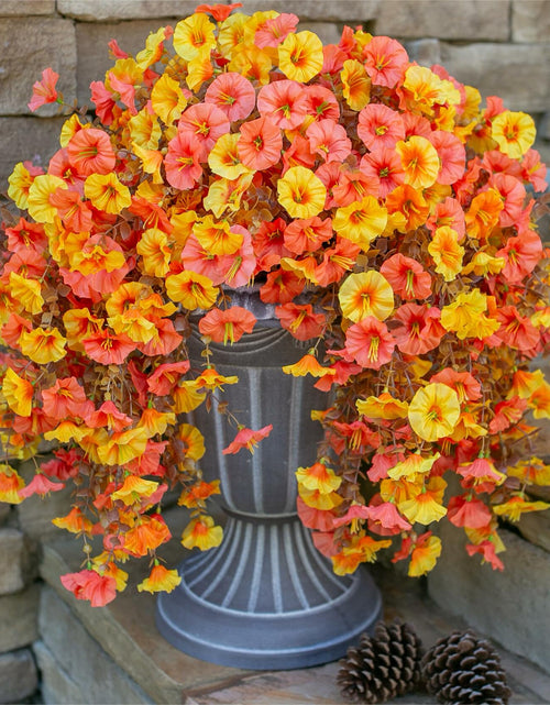 Load image into Gallery viewer, Ivydale 2 PCS Artificial Fall Hanging Flowers Silk Faux Petunias Orange+Yellow
