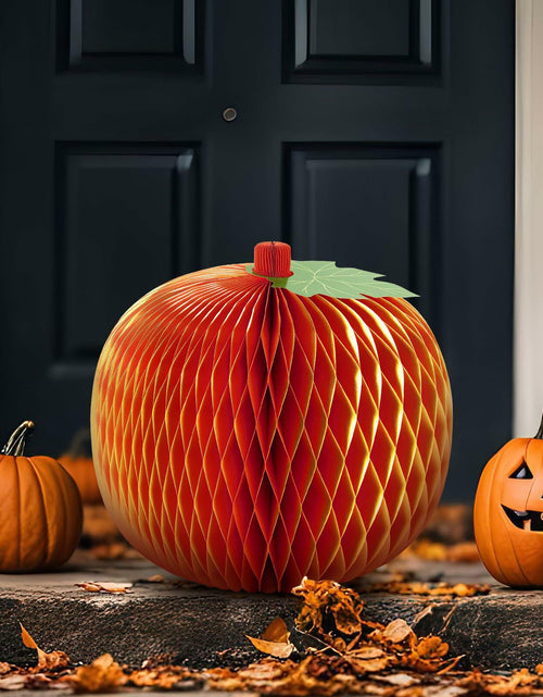 Load image into Gallery viewer, Weekgrat 20'' Giant Honeycomb Pumpkin Decoration Orange Reusable Fall Decor
