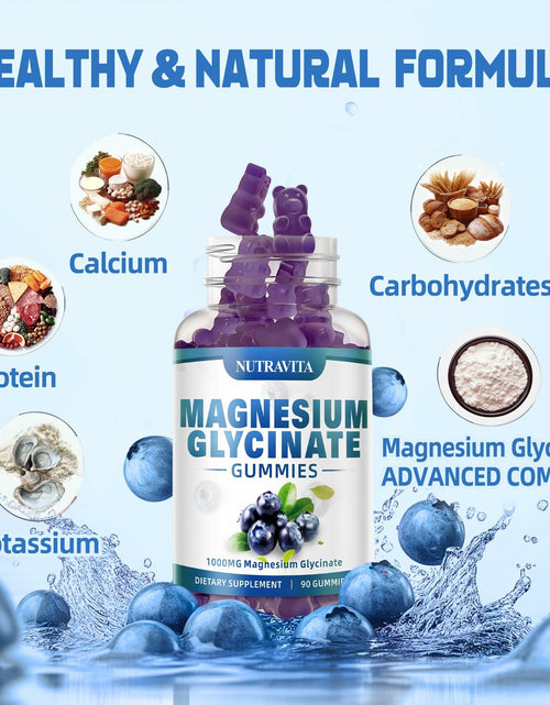 Load image into Gallery viewer, Nutravita Magnesium Glycinate Gummies 1000mg L-Threonate VitD B6 CoQ10 180ct
