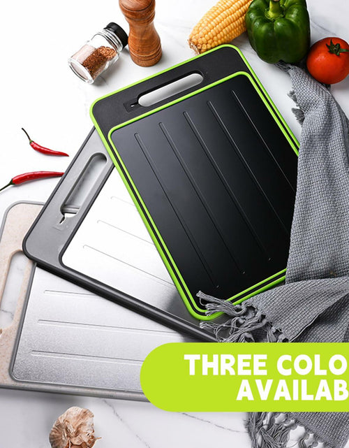 Load image into Gallery viewer, AOWBCGD Cutting Board Double Sided 2 Pcs Large+Small Khaki Stainless Steel
