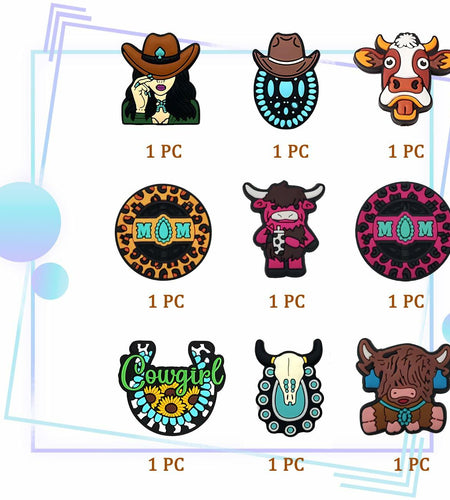 AirSun 9pcs Cowboy & Cow Silicone Beads Orange Small Animal Focal Beads DIY