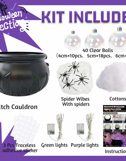 Load image into Gallery viewer, ZUOKEMY Witch Pot Halloween Decoration Light Up Transparent Balls Black
