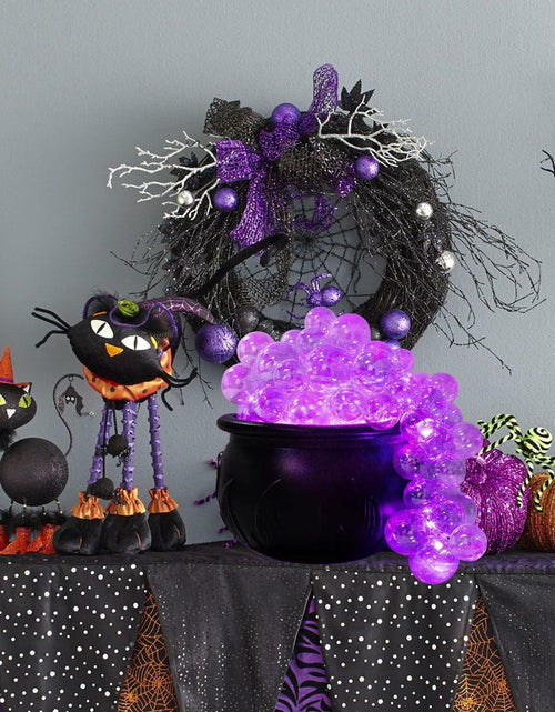 Load image into Gallery viewer, ZUOKEMY Witch Pot Halloween Decoration Light Up Transparent Balls Black
