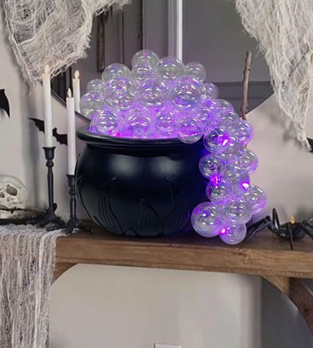 ZUOKEMY Witch Pot Halloween Decoration Light Up Transparent Balls Black