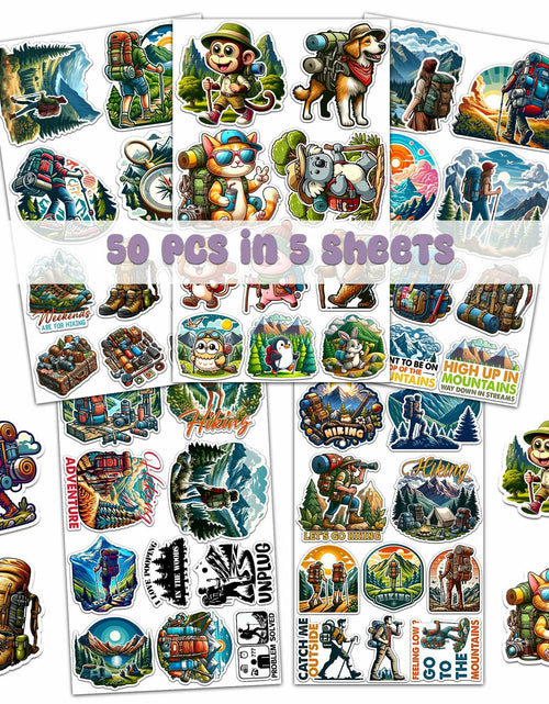 Load image into Gallery viewer, BIGZORO 50 PCS Wilderness Hiking Waterproof Vinyl Stickers Decals Outdoors
