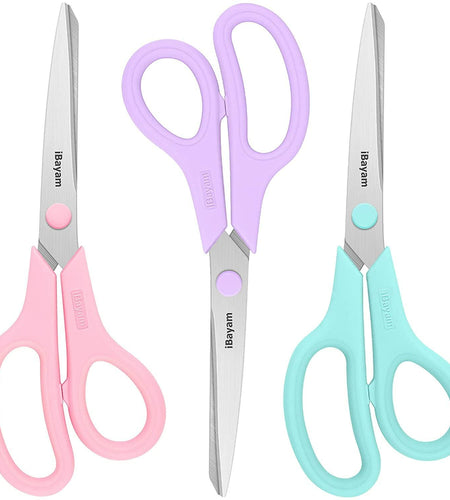 [Like New] iBayam 8" All Purpose Scissors 3-Pack Ultra Sharp 2.5mm Blade Shears