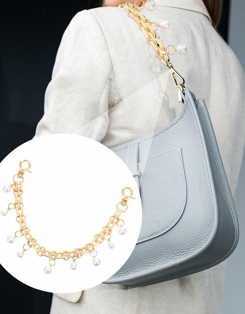 Load image into Gallery viewer, Josojoou 2 Pack Purse Extender Chains Gold Alloy Pearl Accent 10.2 Inch
