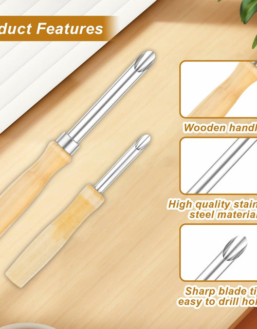 Load image into Gallery viewer, Lusofie 2 Pack Stainless Steel Straw Hole Puncher with Wood Handle
