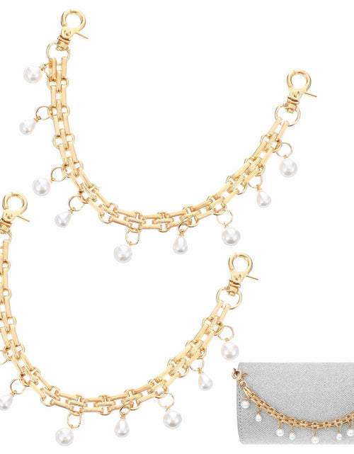 Load image into Gallery viewer, Josojoou 2 Pack Purse Extender Chains Gold Alloy Pearl Accent 10.2 Inch
