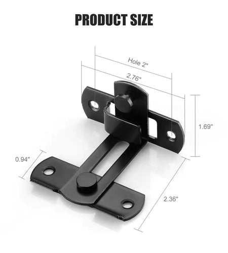 ATEN 90 Degree Stainless Steel Sliding Barn Door Latch Black 1 Pc