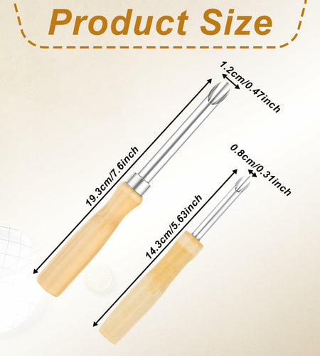 Lusofie 2 Pack Stainless Steel Straw Hole Puncher with Wood Handle