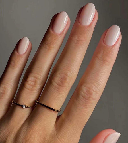 Gifiky Acrylic Press On False Nails Short Almond Nude 24Pcs