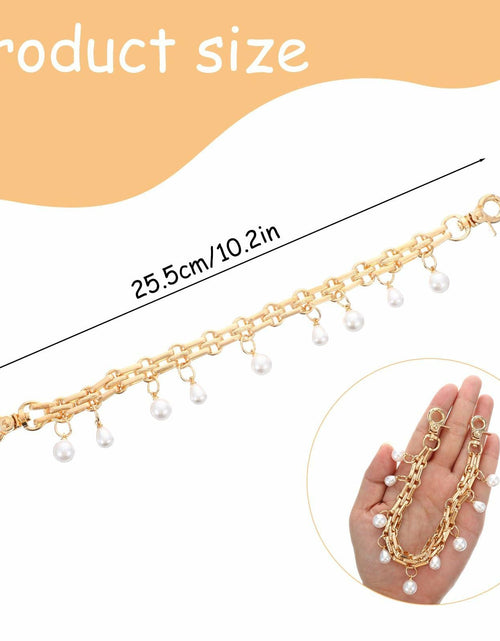 Load image into Gallery viewer, Josojoou 2 Pack Purse Extender Chains Gold Alloy Pearl Accent 10.2 Inch
