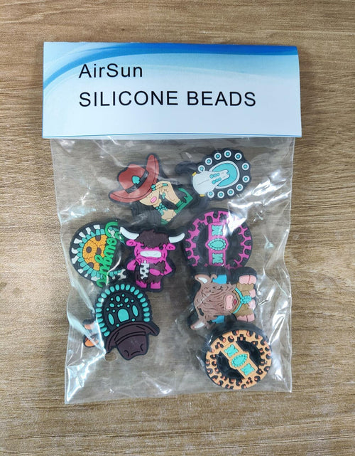 Load image into Gallery viewer, AirSun 9pcs Cowboy &amp; Cow Silicone Beads Orange Small Animal Focal Beads DIY
