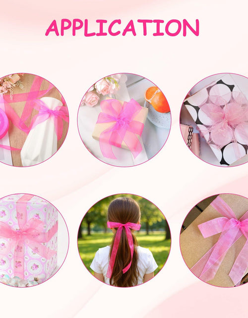 Load image into Gallery viewer, 2 Rolls Hot Pink Chiffon Ribbon 1 Inch x 50 Yards Sheer Gift Wrap Crafts
