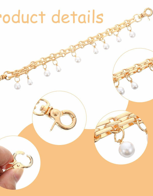 Load image into Gallery viewer, Josojoou 2 Pack Purse Extender Chains Gold Alloy Pearl Accent 10.2 Inch
