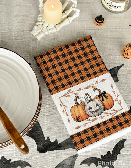 Load image into Gallery viewer, Artoid Mode Halloween Kitchen Towels 18x26 Inch Orange Black Set of 2
