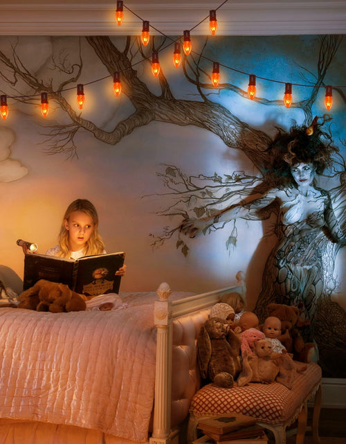 Load image into Gallery viewer, Abeja 25Ft C7 Orange String Lights 27 Bulbs Black Wire Vintage Halloween
