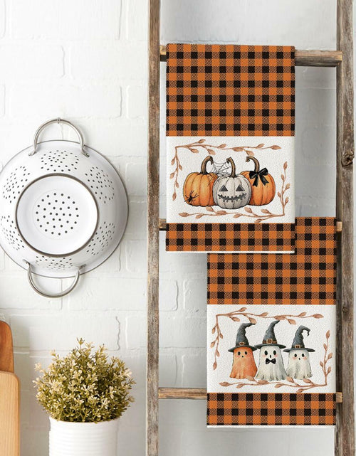 Load image into Gallery viewer, Artoid Mode Halloween Kitchen Towels 18x26 Inch Orange Black Set of 2
