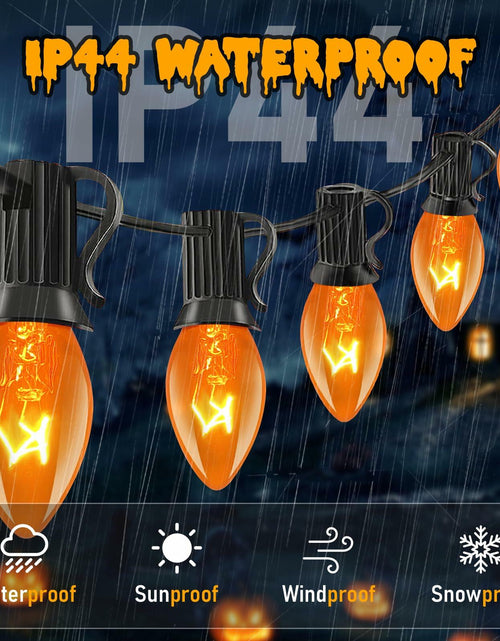 Load image into Gallery viewer, Abeja 25Ft C7 Orange String Lights 27 Bulbs Black Wire Vintage Halloween
