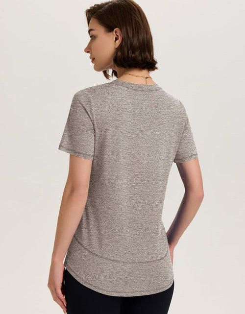 Load image into Gallery viewer, TCOT Womens V Neck Loose Workout Gym Shirt Light Brown Size S
