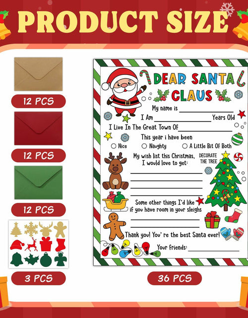 Load image into Gallery viewer, 36 Sets Letter to Santa with Envelopes Stickers Coloring Xmas Crafts Kids
