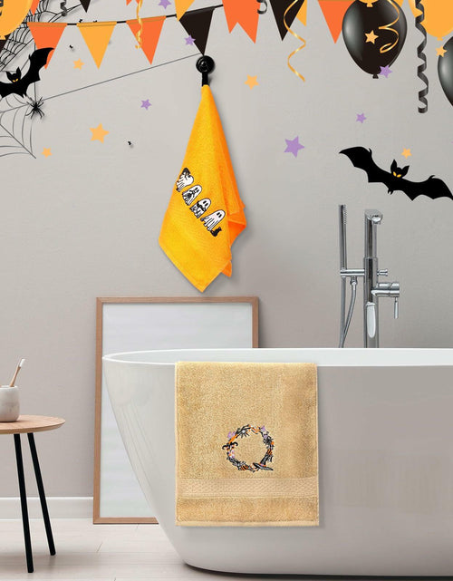 Load image into Gallery viewer, Fanfanwin Halloween Embroidered Ghost Pumpkin Cotton Towels 29x14 Inch 3 Pc
