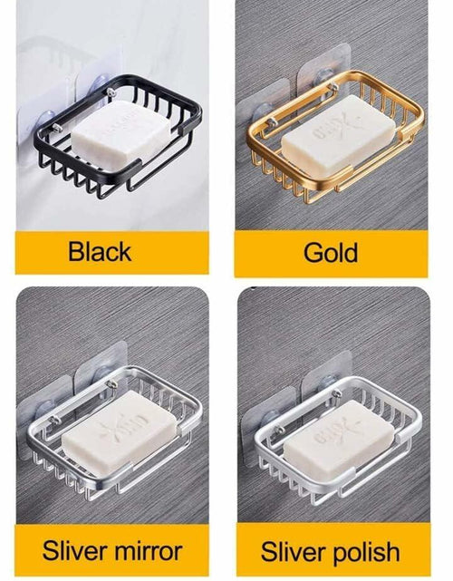 Load image into Gallery viewer, 2Pcs Gold Soap Dish Hanging Drain Rack Self Adhesive Bathroom Accessories
